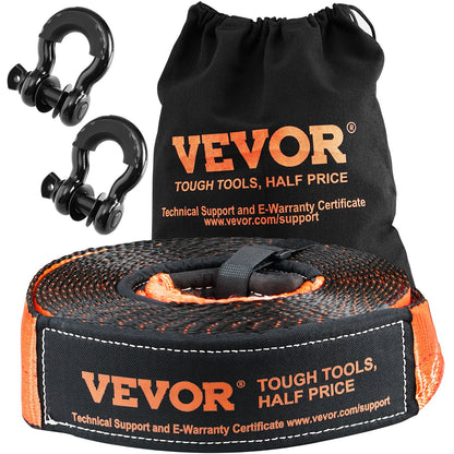 Heavy Duty Off-Road Recovery Kit with 13,608 kg Tow Strap and D-Ring Shackles