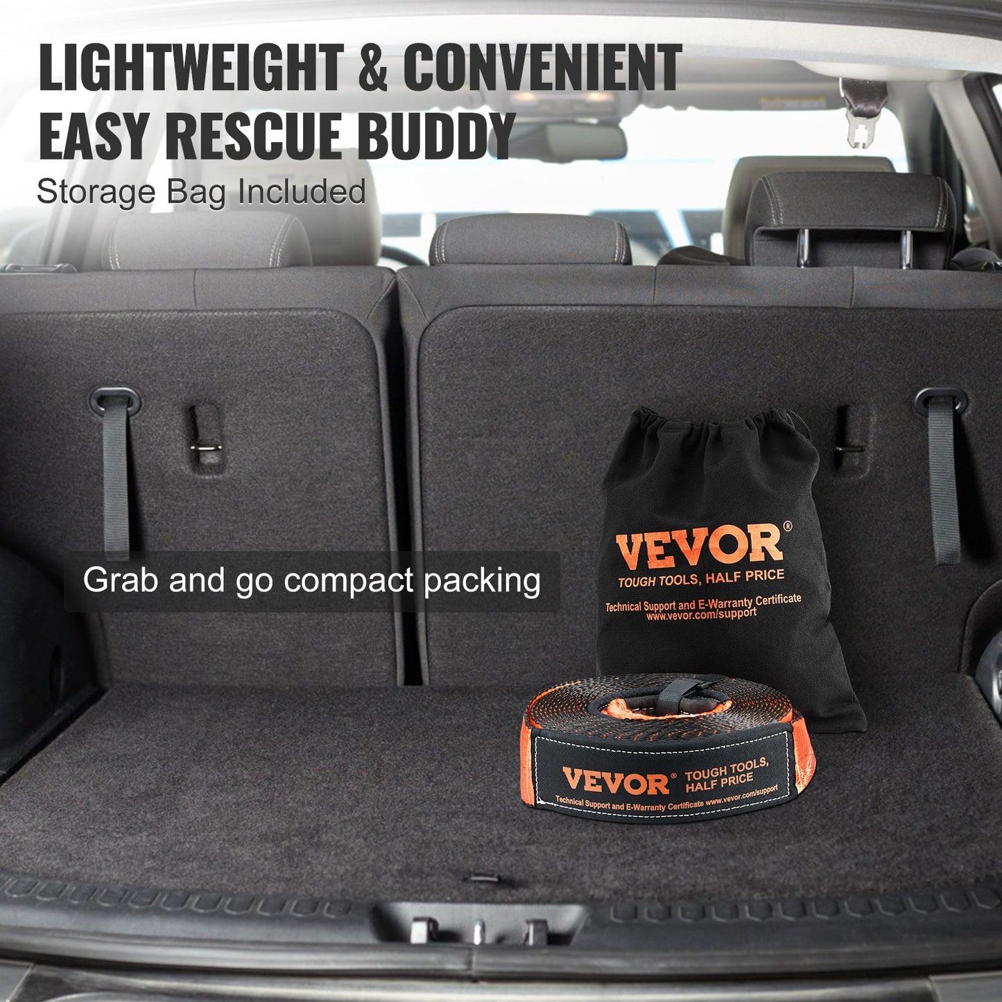 VEVOR Off-Road Recovery Kit, 7.6 x 914.4 cm, Heavy Duty Winch Recovery Kit with
