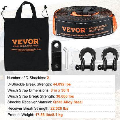 Heavy Duty Off-Road Recovery Kit with 14,000 kg Tow Strap and Shackles