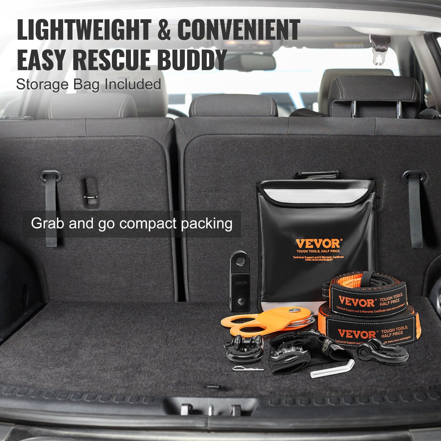 VEVOR Off-Road Recovery Kit, 7.6 x 914.4 cm, Heavy Duty Winch Recovery Kit with