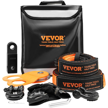 VEVOR Off-Road Recovery Kit, 7.6 x 914.4 cm, Heavy Duty Winch Recovery Kit with