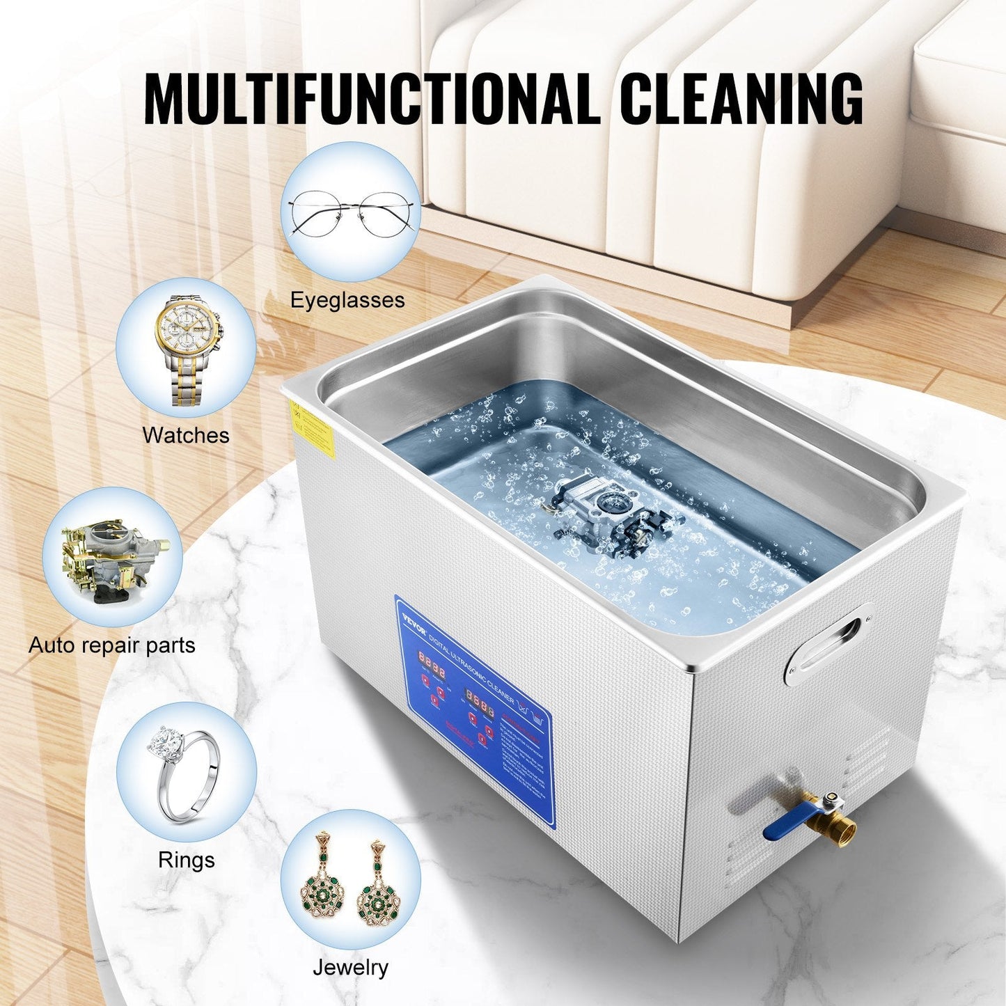 30L Digital Ultrasonic Cleaner with Timer, Heated, 24L Capacity, 12.5 kg