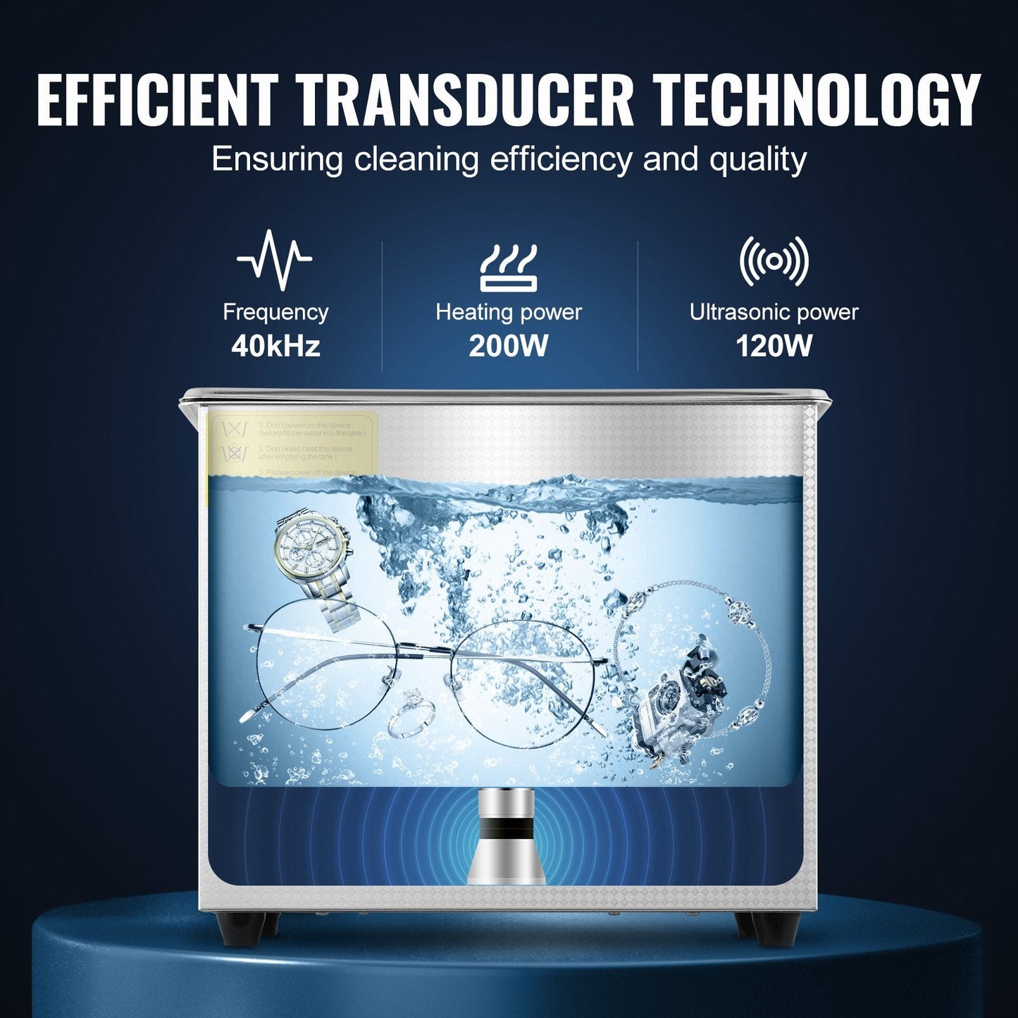 3L Stainless Steel Ultrasonic Cleaner with Digital Timer and Heater, 3.1 kg