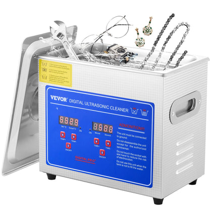 3L Stainless Steel Ultrasonic Cleaner with Digital Timer and Heater, 3.1 kg