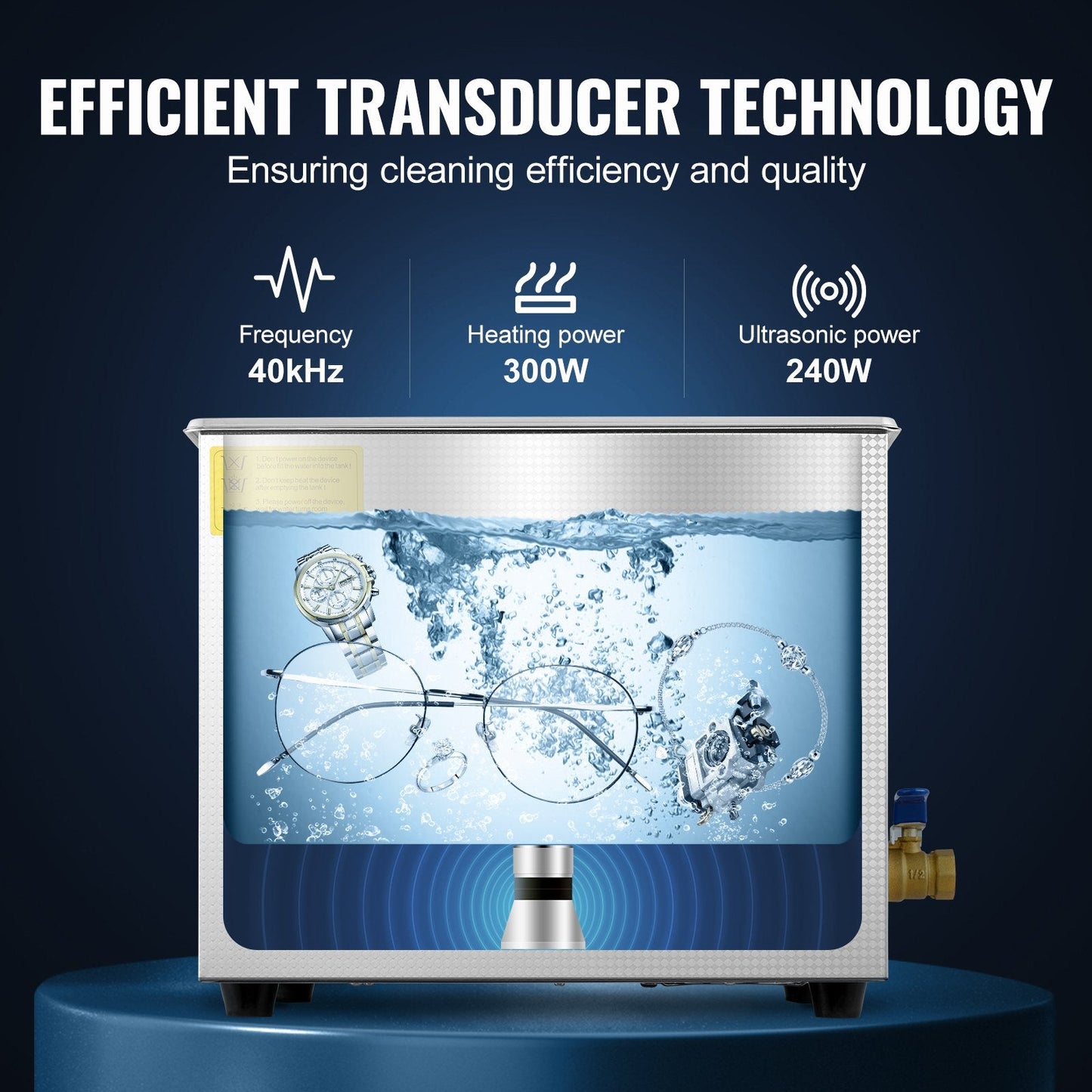 10L Ultrasonic Cleaner with Digital Timer for Jewelry & Metal, 6.3 kg Capacity