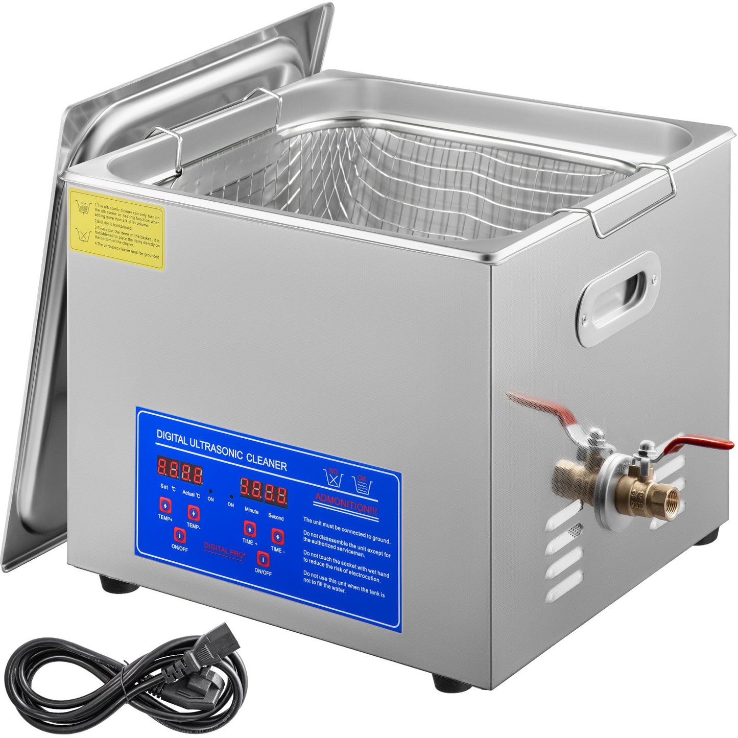 Vevor Powerful Stainless Steel 13.5-15 L Liters Ultrasonic Cleaner 360W Digital