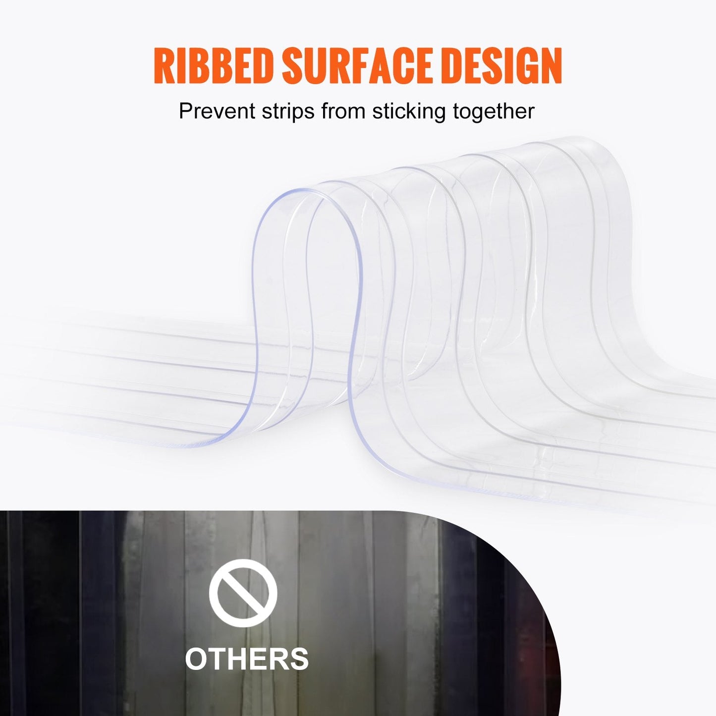 Clear Ribbed PVC Strip Curtain - 45.72m x 0.2m x 2mm for Doors and Entryways