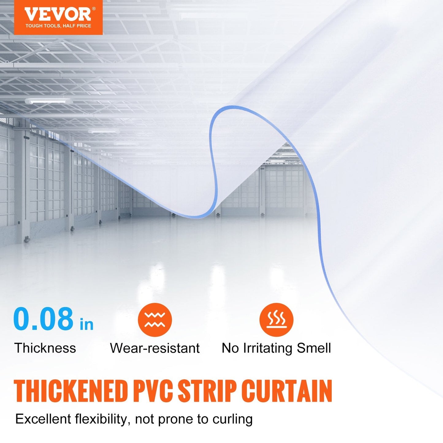 Clear PVC Strip Curtain Roll - 50m x 0.2m, Durable Temperature Control Solution