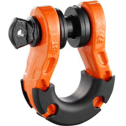 D-Ring Shackle, 2 Pack 19.05 mm Alloy Steel Shackles 30 Ton Break Strength with 22 mm Screw Pin, Isolators & Washers Kit, Heavy Duty Off Road Vehicle Recovery Shackle for Jeep Truck, Orange