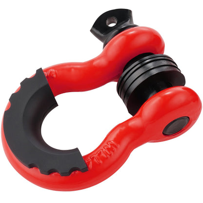 D-Ring Shackle, 2 Pack 19.05 mm Alloy Steel Shackles 28.5 Ton Break Strength with 22 mm Screw Pin, Isolators & Washers Kit, Heavy Duty Off Road Vehicle Recovery Shackle for Jeep & Truck, Red