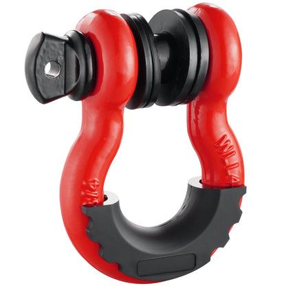 D-Ring Shackle, 2 Pack 19.05 mm Alloy Steel Shackles 28.5 Ton Break Strength with 22 mm Screw Pin, Isolators & Washers Kit, Heavy Duty Off Road Vehicle Recovery Shackle for Jeep & Truck, Red