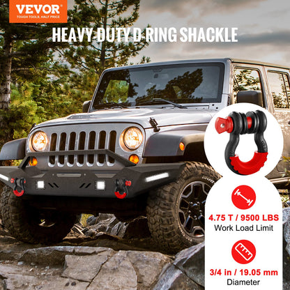 D-Ring Shackle, 2 Pack 19.05 mm Alloy Steel Shackles 28.5 Ton Break Strength with 22 mm Screw Pin, Isolators & Washers Kit, Heavy Duty Off Road Vehicle Recovery Shackle for Jeep Truck, Black