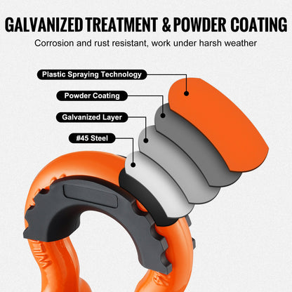 VEVOR 2 Pack 19.05 mm D Ring Shackle with 22 mm Screw Pin 28.5T Break Strength