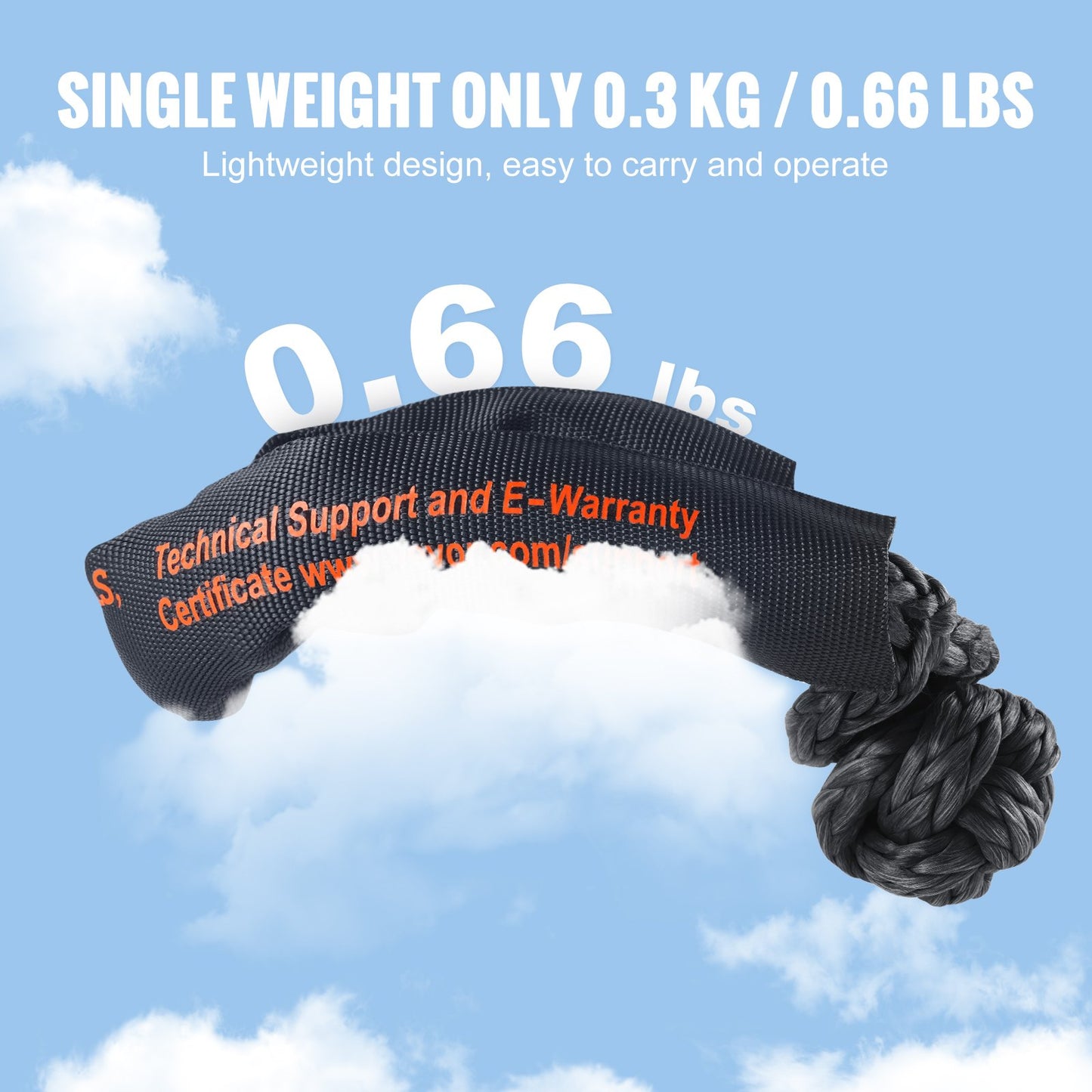 VEVOR Synthetic Soft Shackle Rope, 2 Pack 12.7 x 558.8 mm 20 Ton Breaking Strength,