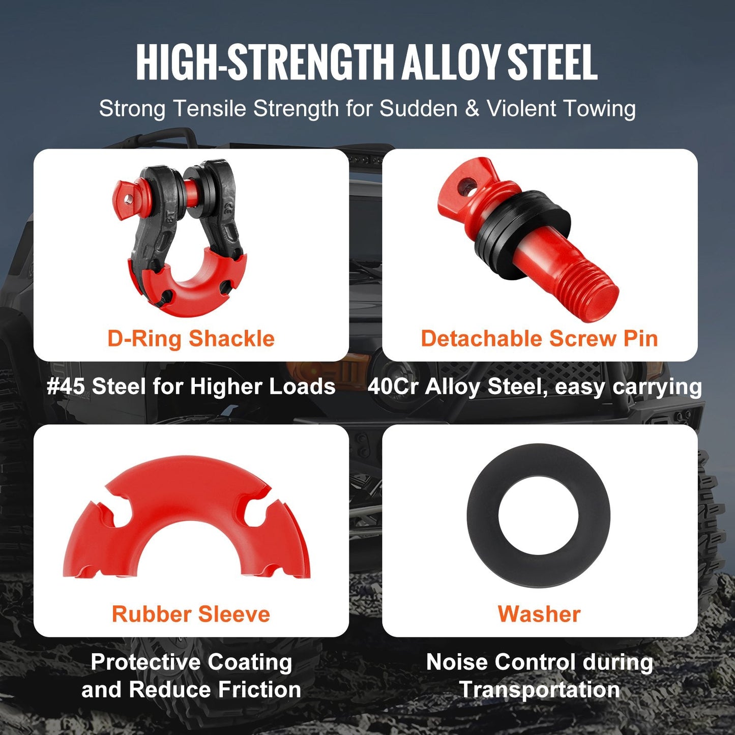 Heavy-Duty 19 mm D Ring Shackles with 22 mm Screw Pin, 30T Break Strength