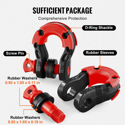 VEVOR 2 Pack 19.05 mm D Ring Shackle with 22 mm Screw Pin 30T Break Strength