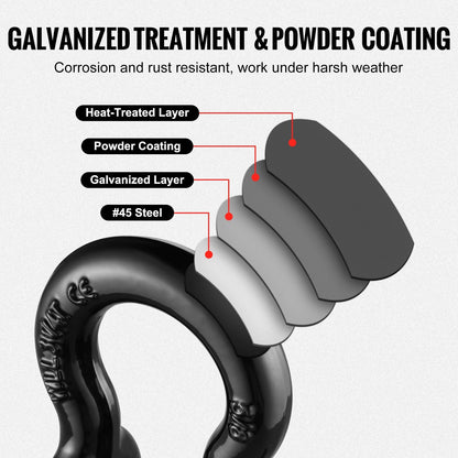 4 Pack Heavy Duty 15.7 mm D-Ring Shackles with 19 mm Screw Pin, 13T Strength