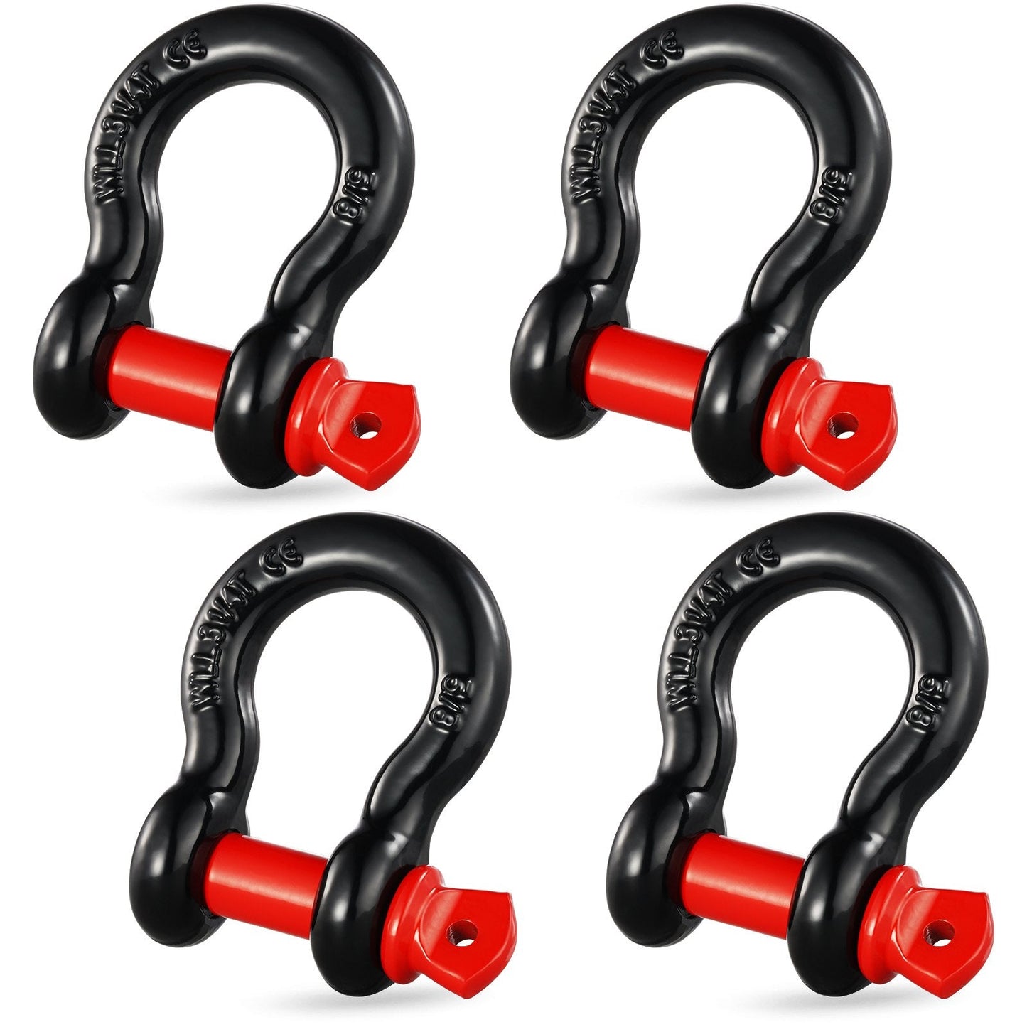 4 Pack Heavy Duty 15.7 mm D-Ring Shackles with 19 mm Screw Pin, 13T Strength