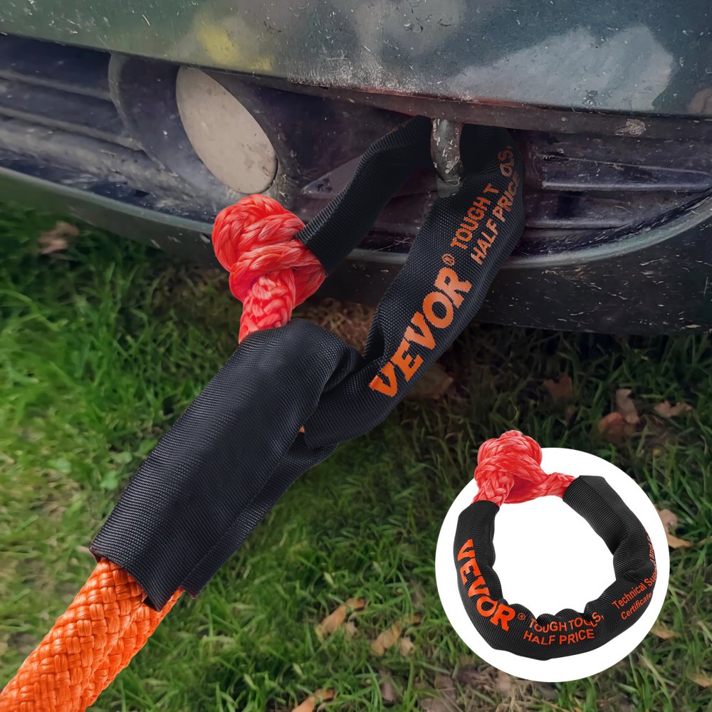 VEVOR Soft Shackle Synthetic Recovery Rope 2PCS 12.7x558.8 mm 20T Break Strength