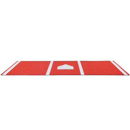 Baseball Hitting Mat, 300x116cm Batting Cage Mat, Batters Box Turf Mats, Softball Batting Practice Equipment with Home Plate and Anti Fade Turf, Portable Training Aid for Indoor Outdoor, Red