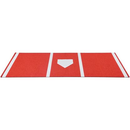 Baseball Hitting Mat, 300x116cm Batting Cage Mat, Batters Box Turf Mats, Softball Batting Practice Equipment with Home Plate and Anti Fade Turf, Portable Training Aid for Indoor Outdoor, Red