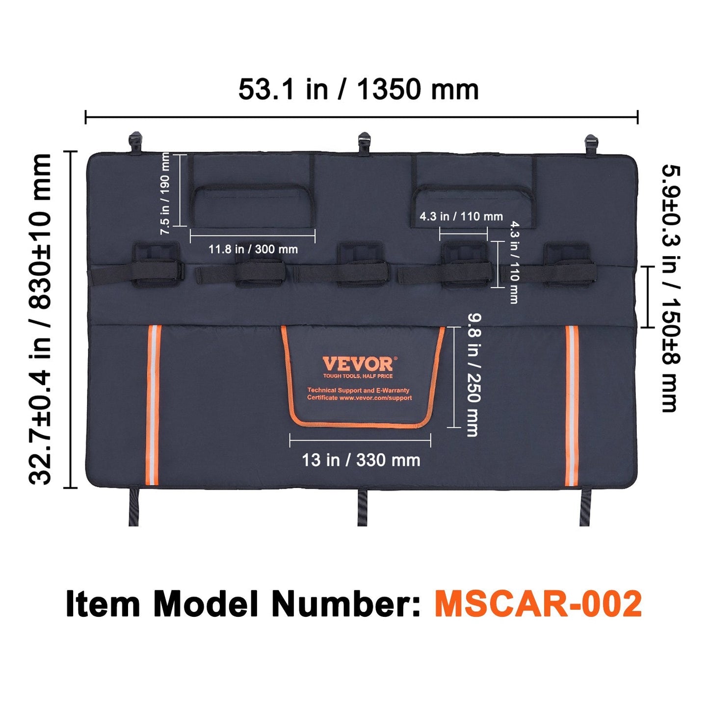 Truck Bed Tailgate Pad for 5 Bikes - 1.35m Wide, Easy Install, Triple-Layer Protection