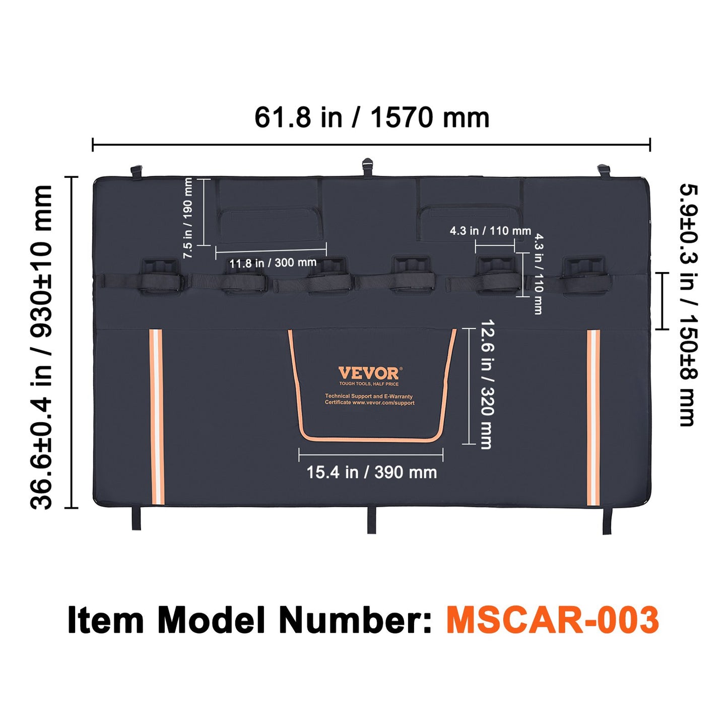VEVOR Tailgate Bike Pad, 62" Truck Tailgate Pad Carry 6 Mountain Bikes, Upgraded