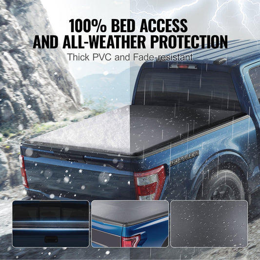Roll-Up Tonneau Cover for 2009-2024 Ford F-150, 1.7m x 1.7m Bed, All-Weather Protection
