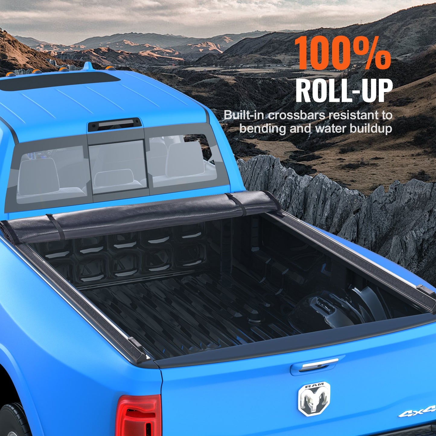 VEVOR Truck Bed Cover, Roll Up Truck Bed Tonneau Cover, Compatible with 2002-2018