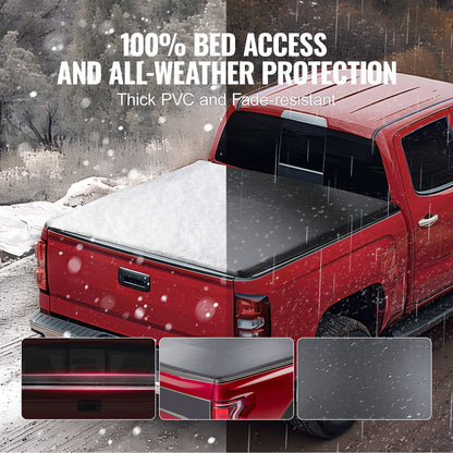 VEVOR Truck Bed Cover, Roll Up Truck Bed Tonneau Cover, Compatible with 2019-2024