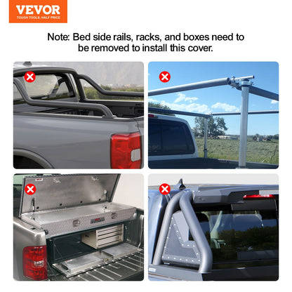 VEVOR Truck Bed Cover, Roll Up Truck Bed Tonneau Cover, Compatible with 2019-2024
