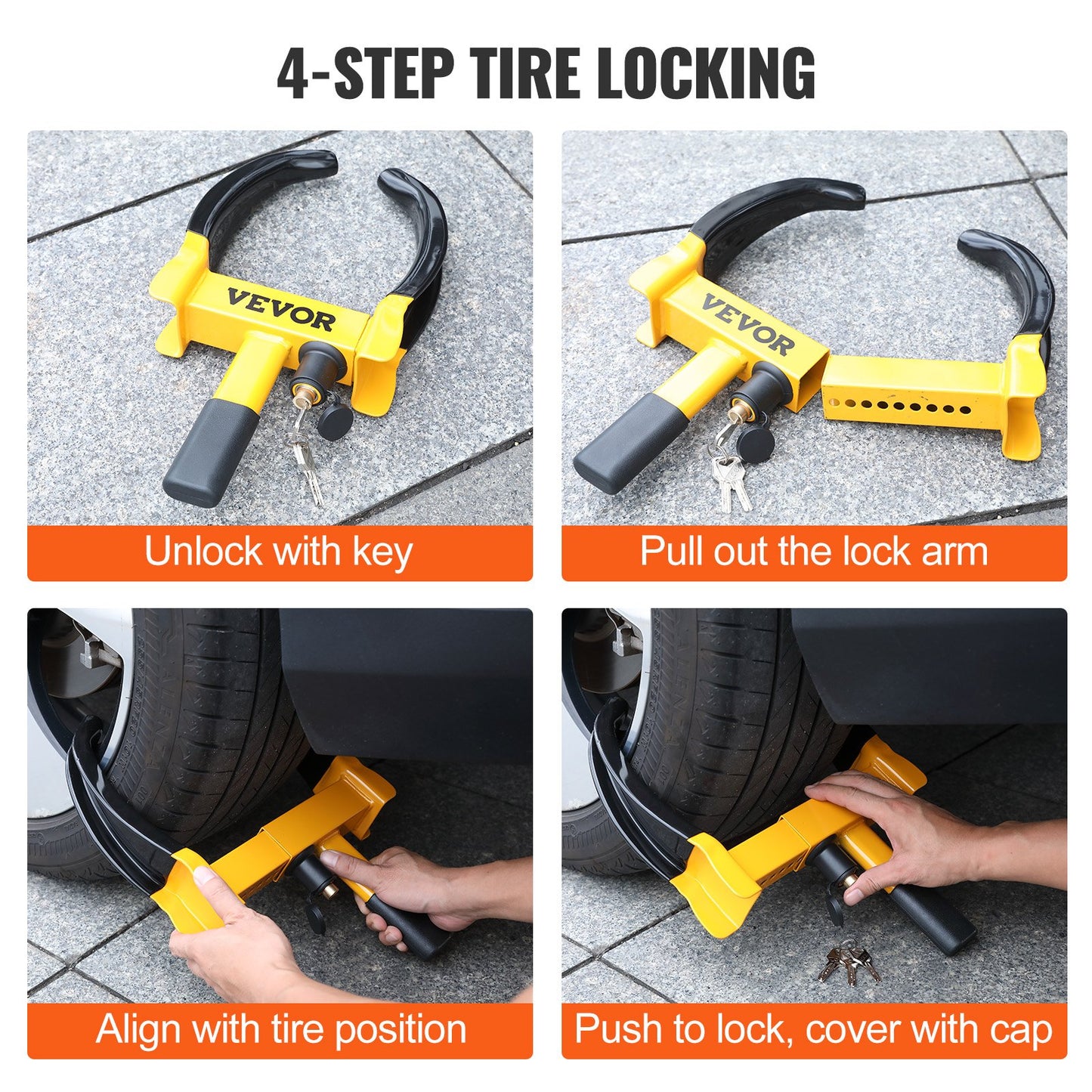 VEVOR Wheel Lock, 2 Packs Universal Wheel Clamp Lock, Adjustable Anti Theft Trailer