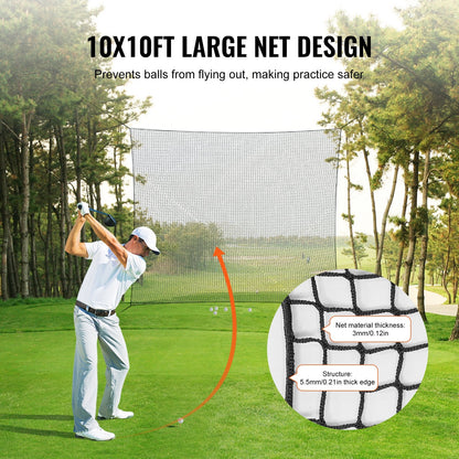 10x10m Multi-Sport Practice Net for Golf, Baseball, Hockey, and Soccer
