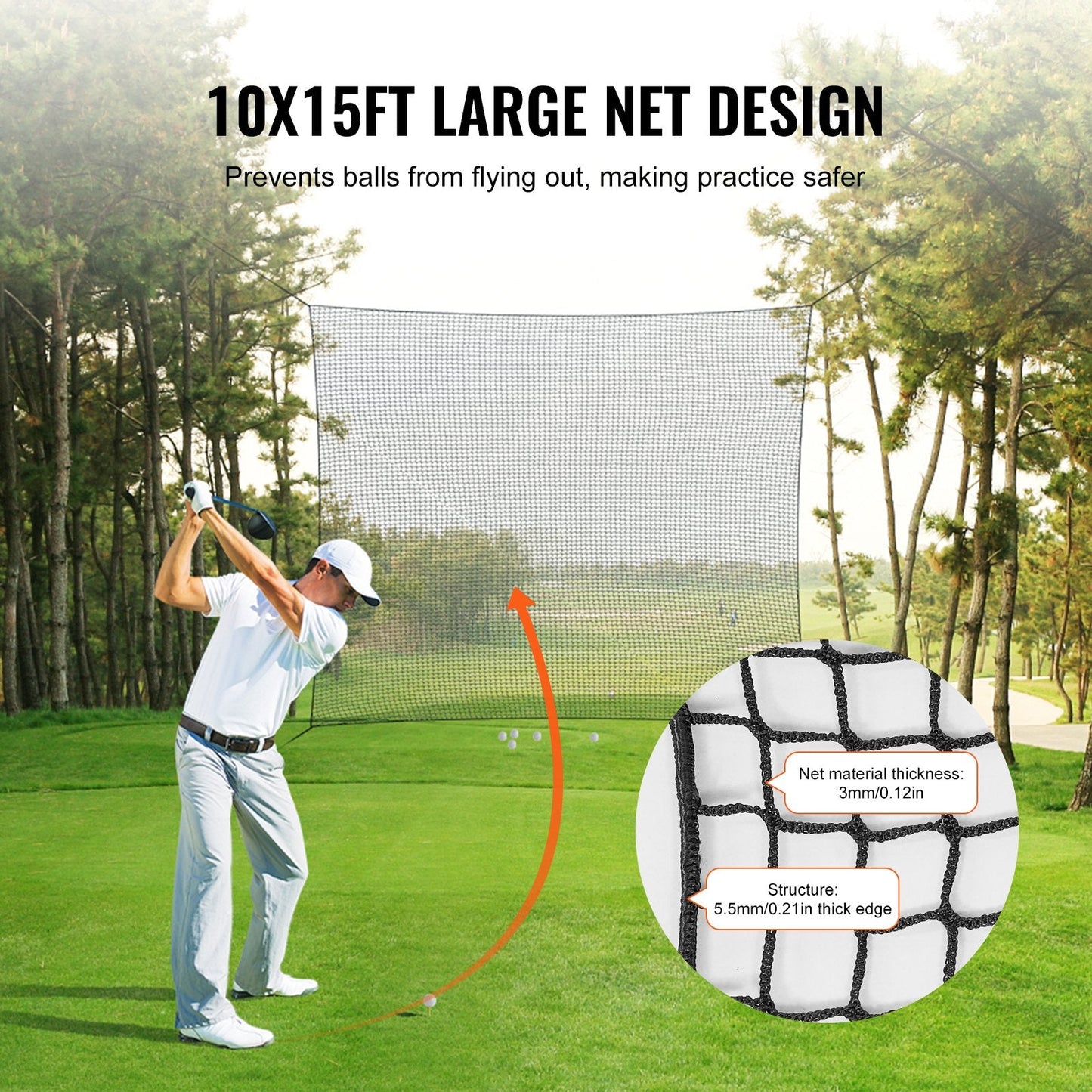 Multi-Sport Practice Net 3x4.5m for Golf, Baseball, Soccer, and Hockey