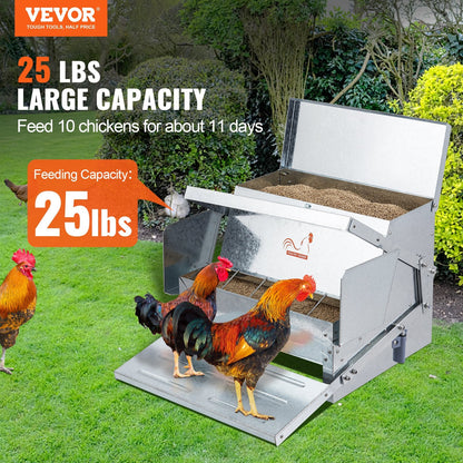 Automatic Galvanized Steel Poultry Feeder for 10 Chickens, 11 kg Capacity