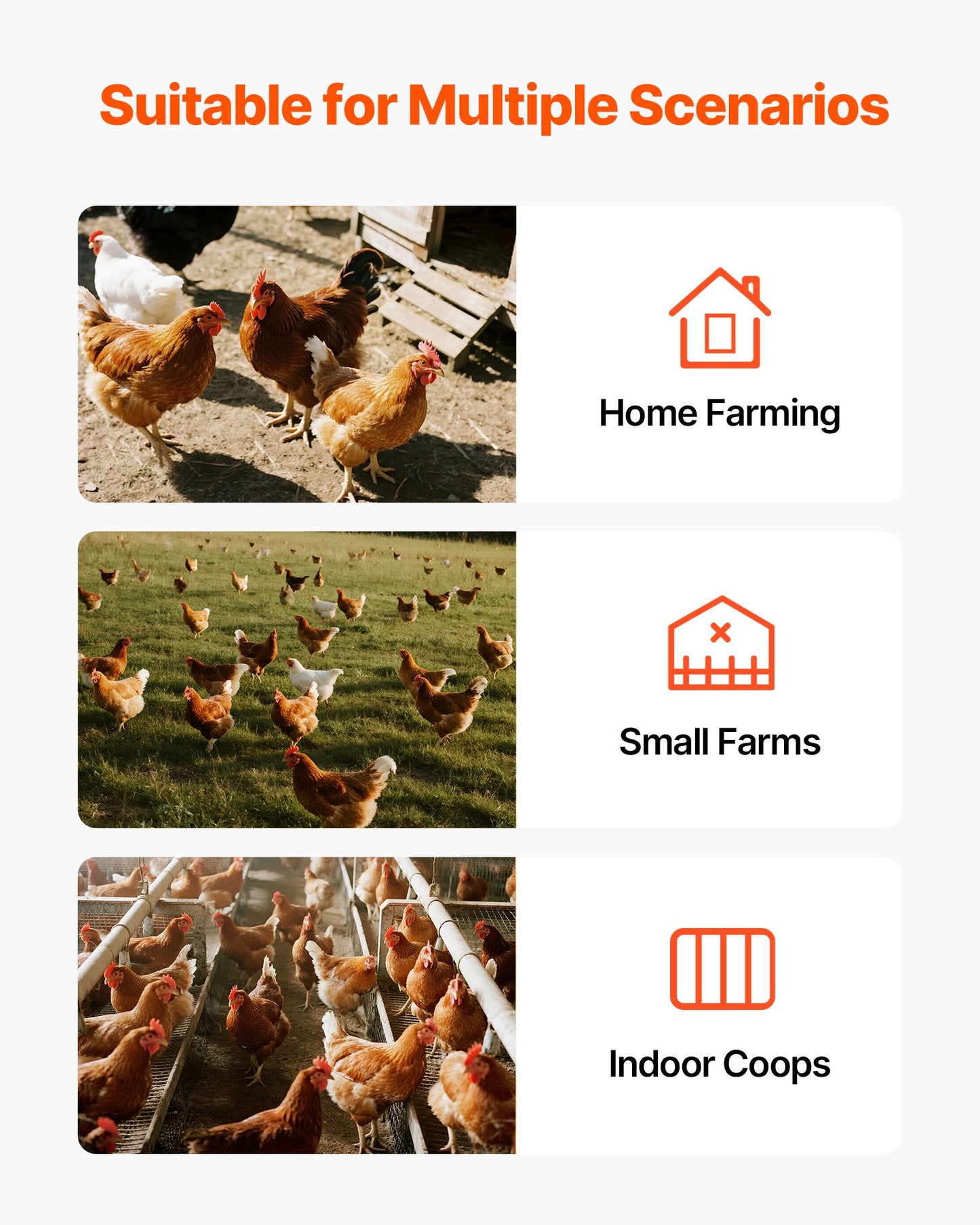 Automatic Chicken Feeder, 18.14 kg Capacity, 6 Feeding Ports No-Waste Poultry Feeder with Built-In Divider, with Latch & Handle, Metal Construction, for Chickens Bantams Pheasants Poultry Coop