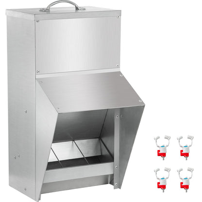 VEVOR Galvanized Poultry Feeder Holds 5.2kg of Feed Chicken Feeders No Waste 16x21.1x32.77cm