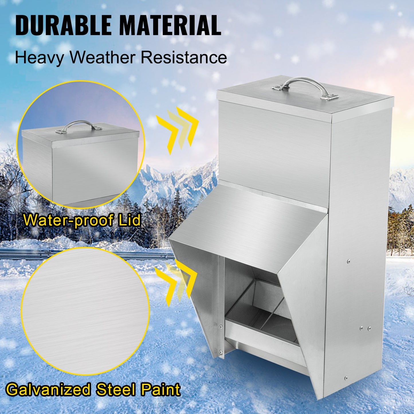 VEVOR Galvanized Poultry Feeder Holds 5.2kg of Feed Chicken Feeders No Waste 16x21.1x32.77cm