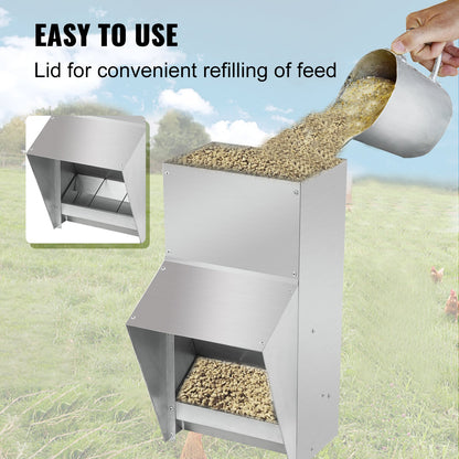 VEVOR Galvanized Poultry Feeder Holds 5.2kg of Feed Chicken Feeders No Waste 16x21.1x32.77cm