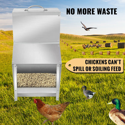 Galvanized Steel Poultry Feeder, 5.2kg Capacity, Weatherproof & No-Waste Design
