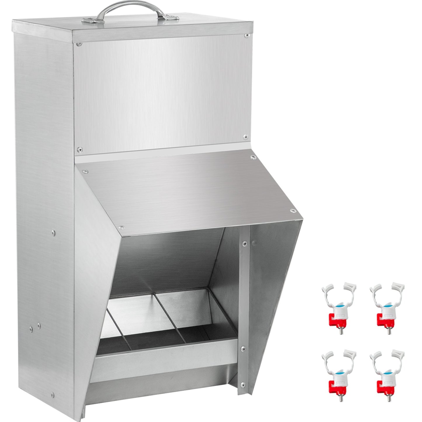 VEVOR Galvanized Poultry Feeder Chicken Feeder No Waste 25 lbs Metal Feeder