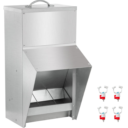 VEVOR Galvanized Poultry Feeder Chicken Feeder No Waste 25 lbs Metal Feeder