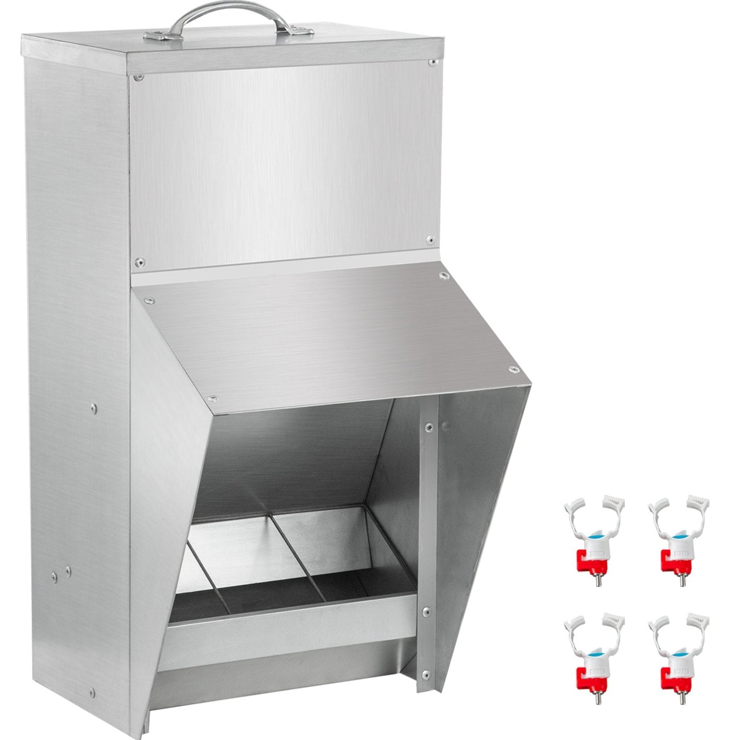 Galvanized Steel Poultry Feeder - 11.3 kg Capacity, No Waste, Easy Mount & Refill