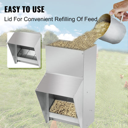 VEVOR Galvanized Poultry Feeder Chicken Feeder No Waste 25 lbs Metal Feeder