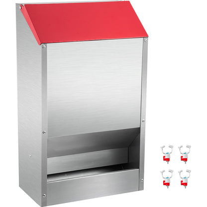 VEVOR Galvanized Poultry Feeder Holds 13.6kg of Feed Chicken Feeders No Waste 35x21x45