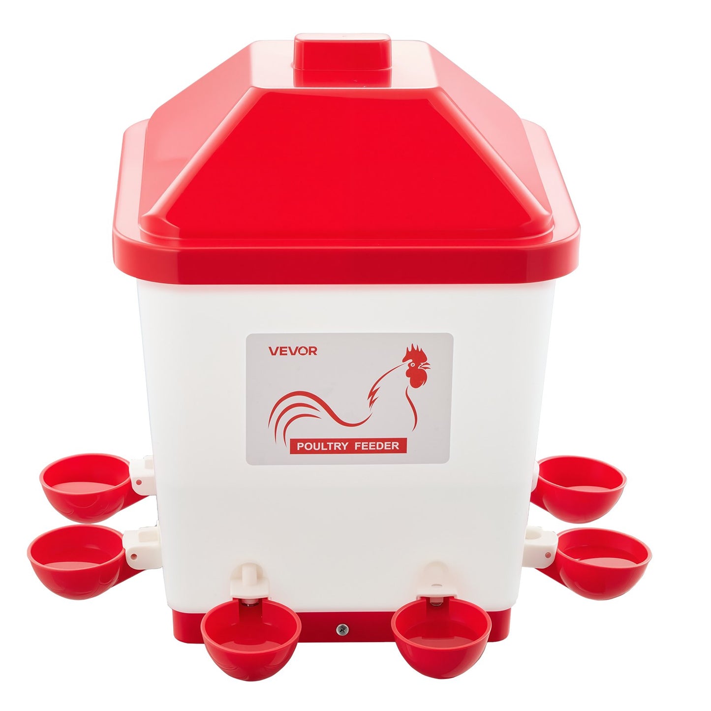 19L Automatic Chicken Waterer, 6 Water Ports, Automatic-Fill Water Cup, Automatic Gravity Waterer with Convenient Handle Sealed Rubber Ring, Waterproof PP Material, No Waste Design, for Chicken