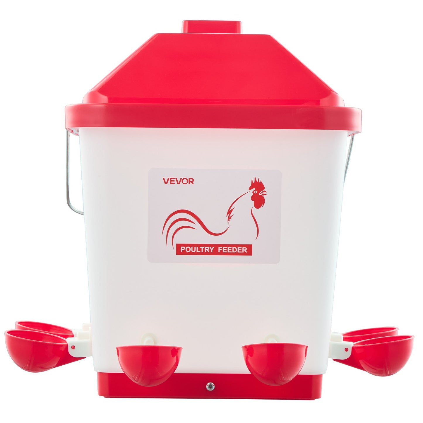 19L Automatic Chicken Waterer, 6 Water Ports, Automatic-Fill Water Cup, Automatic Gravity Waterer with Convenient Handle Sealed Rubber Ring, Waterproof PP Material, No Waste Design, for Chicken