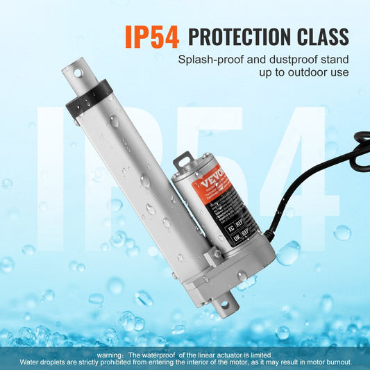 Electric Linear Actuator 12V, 0.1m Stroke, 1500N Load, IP54, 5mm/s Speed