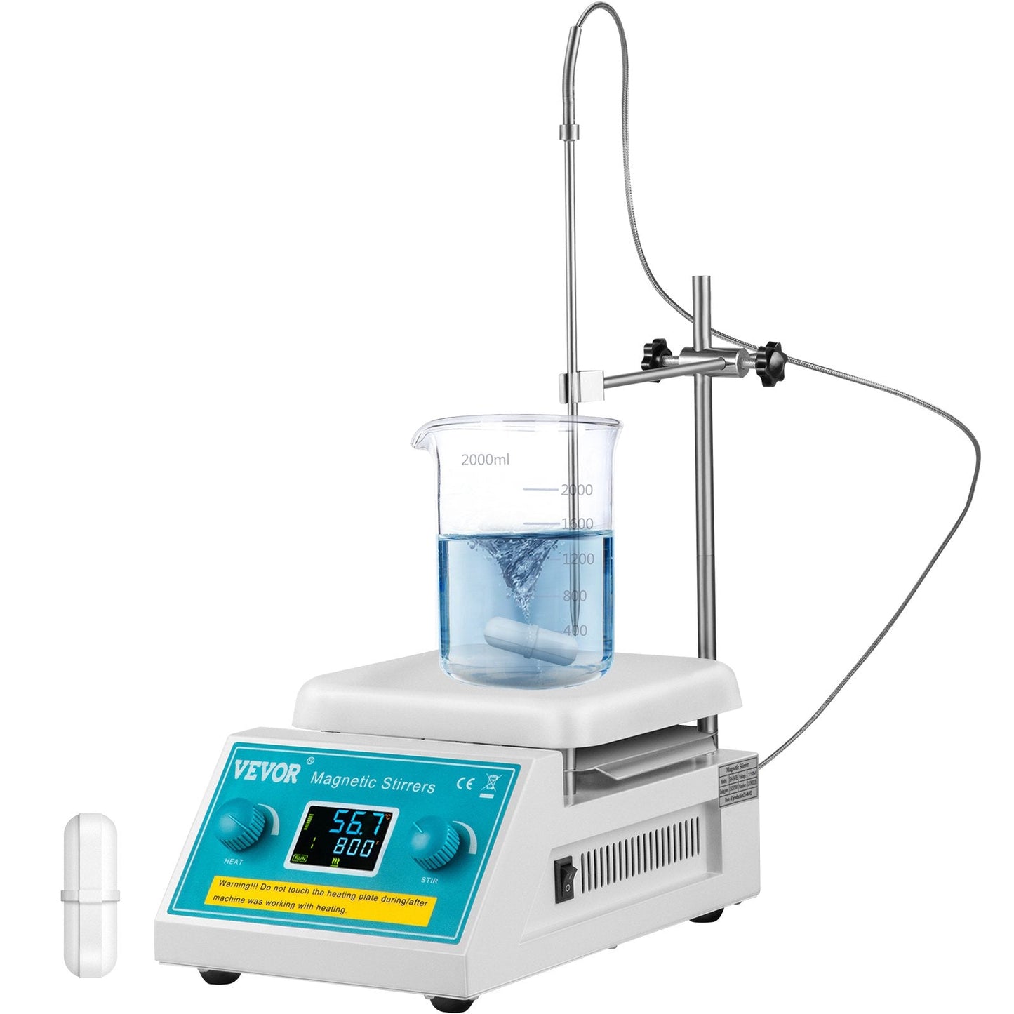 Digital Magnetic Hotplate Stirrer, 200-2000 RPM, 2L Capacity, 500W, 300°C Max
