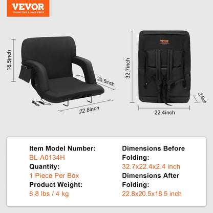 Double Heated Reclining Stadium Chair with Back Support and Cupholder